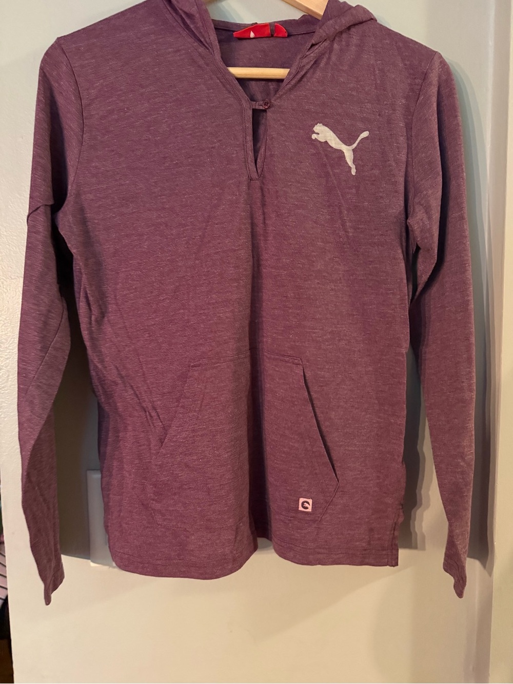 Puma Heathered Purple Hooded Pullover with White Logo